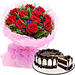 Delectable Cake With Rose Bouquet