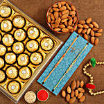 2 Stone Designer Rakhis And Almonds With Ferrero Rocher