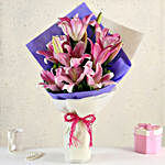Alluring Pinkish Oriental 3 Lilies Bouquet