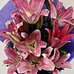 Alluring Pinkish Oriental 3 Lilies Bouquet