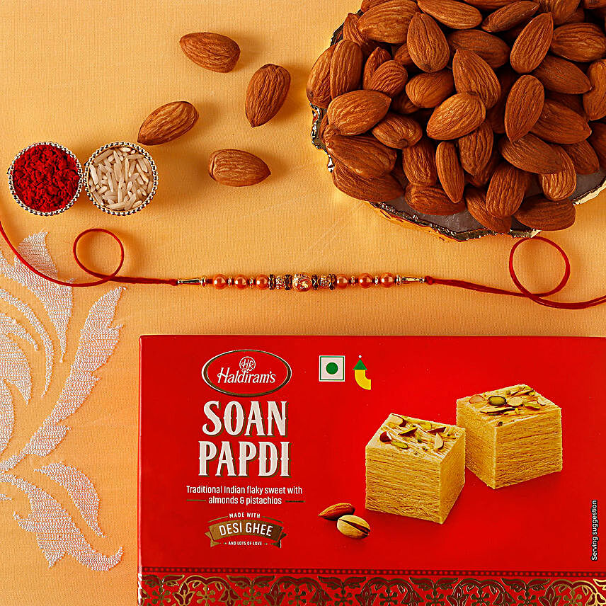Sneh Minimalist Rakhi With Soan Papdi & Almonds