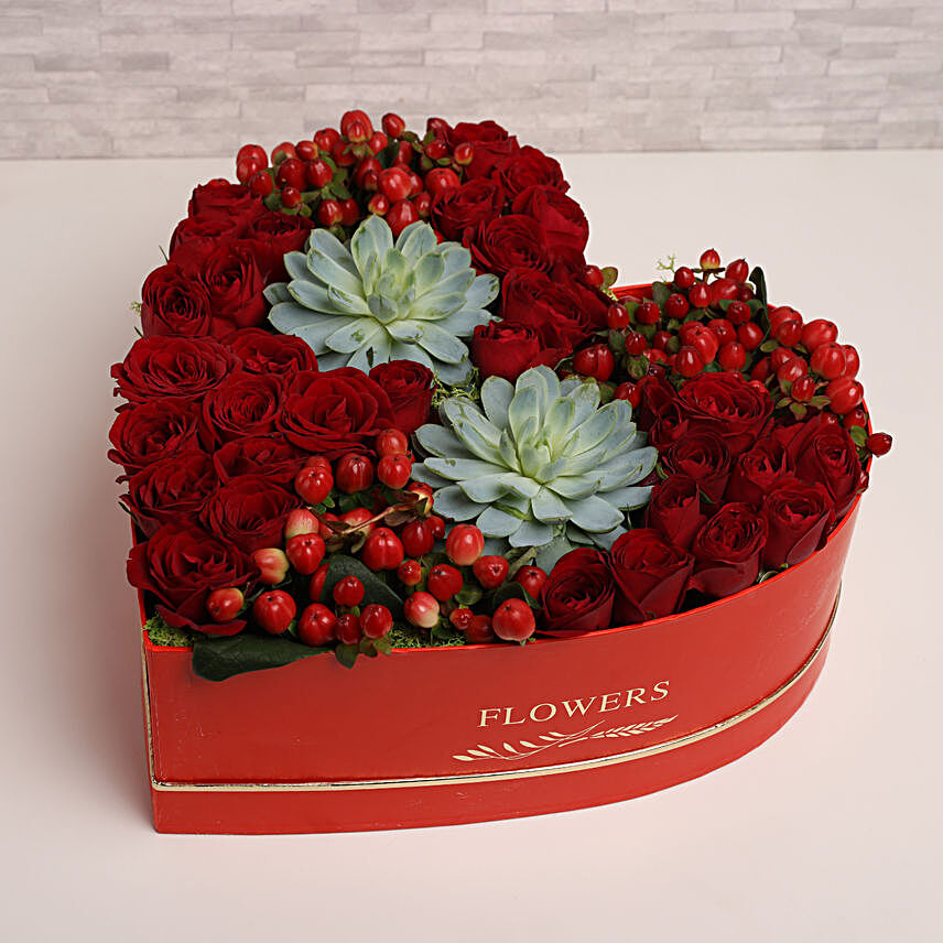 Flowers & Plant Heart Shape Arrangement
