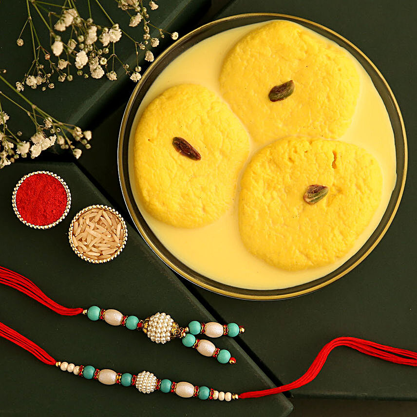 Sneh Gorgeous Beads Rakhi Set Rasmalai