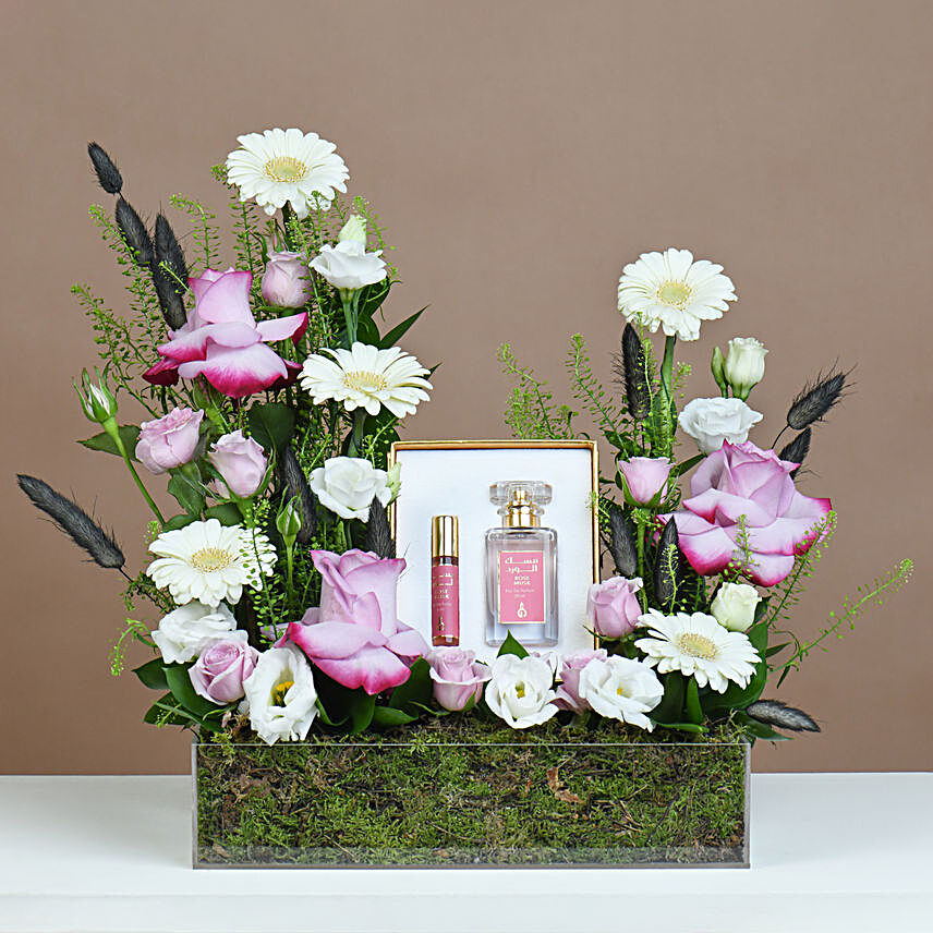 Gerberas & Roses Arrangement with Perfume