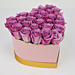 Purple Rose In Heart Shape Box