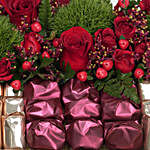 Exotic Mixed Flowers & Chocolates Golden Tray