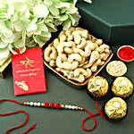 Sneh White Pearls Rakhi With Cashews & Ferrero Rocher