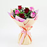 Beautiful Roses Bouquet With Chocolate Fudge Cake