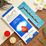 Traditional Golden Pearl Rakhi With Lindt
