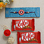 Captain America Kids Rakhi And 2 Pcs Of Kitkat