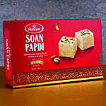 Golden Pearl Rakhi And Cashew With Soan Papdi