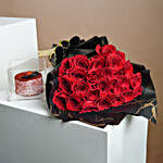 Pretty Red Roses Bouquet N Mono Cake