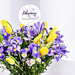 Feb Birthday Flower Iris & Tulips with Rocher