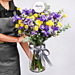 February Birthday Iris Flowers Arrangement
