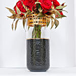 15 Red Roses Flower Vase