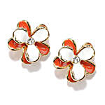 Red and White Flower Stud Earrings