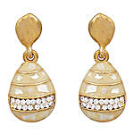 Golden Peacock White and Gold Plated Drop Earrings