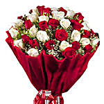 50 Red & White Roses Bouquet