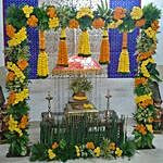 Marigold N Leaves Flower Decoration