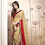 Beige Georgette Casual Saree with Multicoloured Blouse