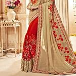 Brilliant Bridal Wear Red Embroidered Saree