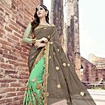 Embroidered Green Saree