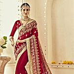Ethnic Red Embroidered Saree