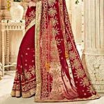 Georgette Embroidered Wedding Saree in Red