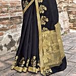 Glamorous Black N Beige Art Silk Saree