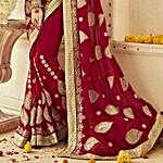 Gorgeous Red Saree with Golden Embroidery
