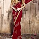 Red and Beige Casual Printed Saree