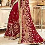 Sparkling Combination Saree in Gold and Red