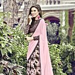 Appealing Pink and Brown Combination Saree