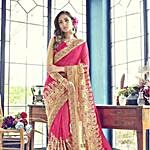 Appealing Pink Wedding Embroidered Saree