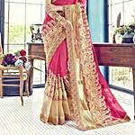 Appealing Pink Wedding Embroidered Saree