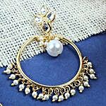 Circular floral and white beads dangler Earrings