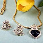 Gold plated navy blue jewellery Set
