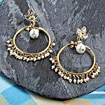 Circular floral and white beads dangler Earrings