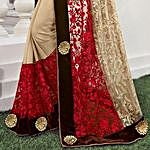 Beige Georgette Chiffon Traditional Embroidered Saree
