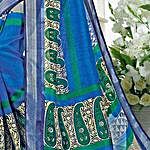 Blue Blended Cotton Art Silk Festive Saree