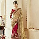 Embroidered Red Georgette Bridal Saree