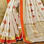 Festive Off White Art Silk Woven Saree