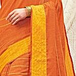 Orange Blended Cotton Art Silk Woven Festive Saree
