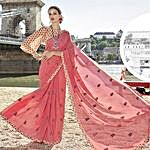 Peach Traditional Embroidered Saree