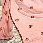 Perfect Peach Chiffon Traditional Embroidered Saree