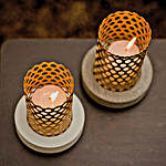 Set Of Two Cage Like Candle Holders