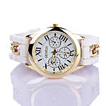 Chained White Silicone Watch For Women