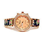 Floral Blue N rose gold Watch For Women