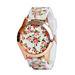 White Floral Silicone Watch For Women