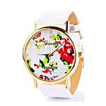 White Floral Watch For Women
